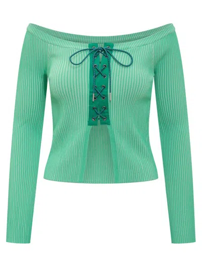 Andersson Bell Ribbed Mona Top In Green
