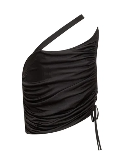 Andreädamo Cropped Jersey Top In Black
