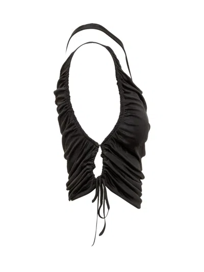 Andreädamo Cropped Jersey Top In Black