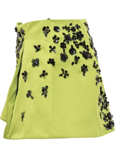 Des_phemmes Des Phemmes Lime Duchesse Miniskirt With Decorations In Green
