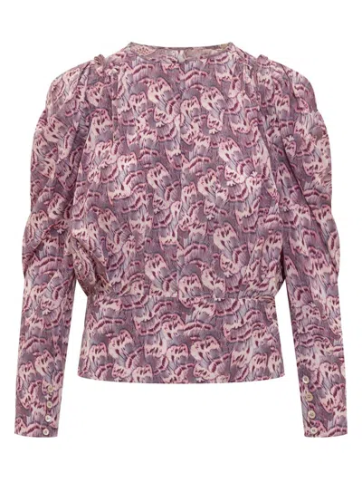 Isabel Marant Graphic-print Silk-blend Blouse In Pink