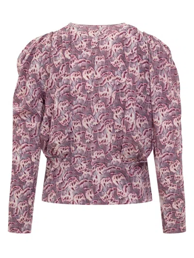Isabel Marant Graphic-print Silk-blend Blouse In Pink