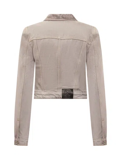 Off-white Cropped Fit Laudry Cargo Denim Jacket In Pink