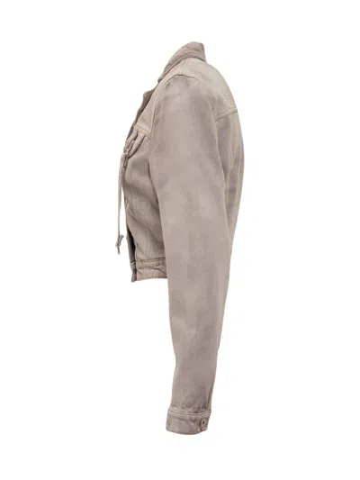 Off-white Cropped Fit Laudry Cargo Denim Jacket In Pink