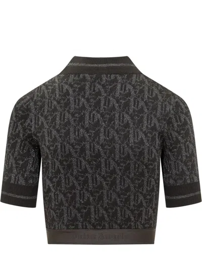 Palm Angels Monogram Knit Top In Black
