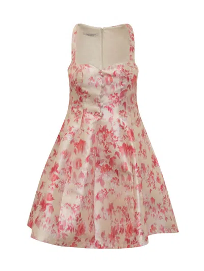 Philosophy Di Lorenzo Serafini Womens Fantasy Print Ivory Floral-print Sweetheart-neck Woven Midi Dr In Pink