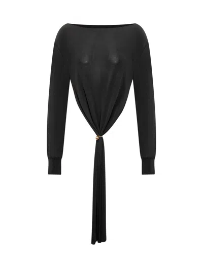 Philosophy Di Lorenzo Serafini Draped Viscose Crop Top In Black