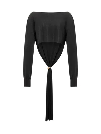 Philosophy Di Lorenzo Serafini Draped Viscose Crop Top In Black
