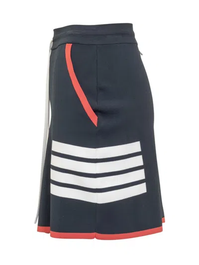 Thom Browne 4-bar Pleated Mini Skirt In Blue