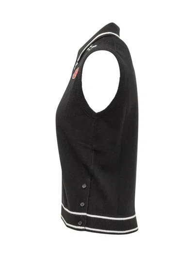 Thom Browne Polo Shirt With Rose And Hector Logo In Black