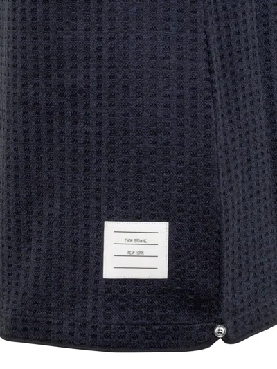Thom Browne Mini Jacquard Knit Polo Dress In In Blue