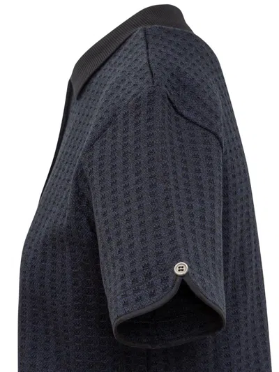 Thom Browne Mini Jacquard Knit Polo Dress In In Blue