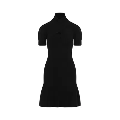 Patou Scarf Draped Knit Dress In Black