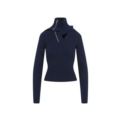 Y/project Pinched Shoulder Fitted Sweater In Blue