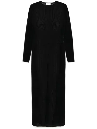 Jean Paul Gaultier Mesh Crew Neck Long Sleeve Dress In Black Black