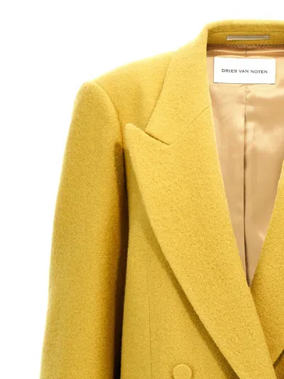 Dries Van Noten 'structured Shoulders' Blazer Featuring Button Detailing In Yellow
