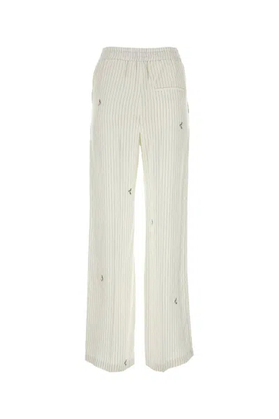 Loewe X Suna Fujita Striped Drawstring Pants In Whitegreymulticolor