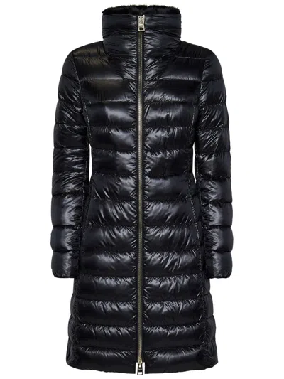 Herno Women Long Black Nylon Down Jacket In Black