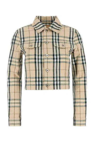 Burberry Check Pattern Cropped Jacket In Multicolor