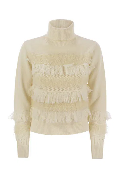 Vanisé Wool And Cashmere Blend Turtleneck Sweater In Yellow