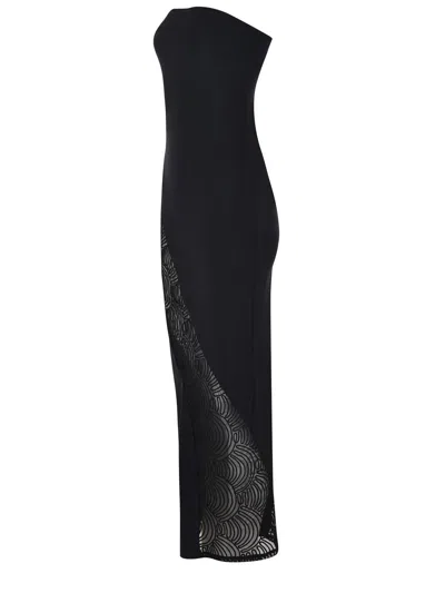 Rotate Birger Christensen Satin Corset Maxi Dress In Black