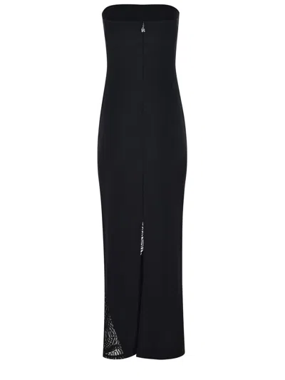 Rotate Birger Christensen Satin Corset Maxi Dress In Black