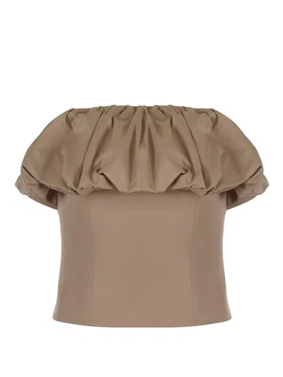 Self-portrait Taffeta Bandeau Top In Beige