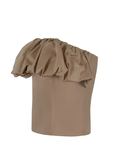 Self-portrait Taffeta Bandeau Top In Beige