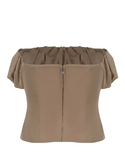 Self-portrait Taffeta Bandeau Top In Beige