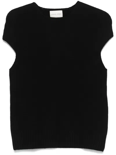 Loulou Studio Black Sleeveless Boxy Top In Black