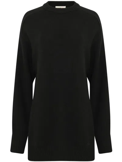 Loulou Studio Crew-neck Wool-blend Jumper In Black