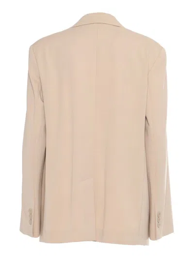 Weekend Max Mara Omens Messina Notch-lapels Stretch-woven Blazer Beige Xs In Beige
