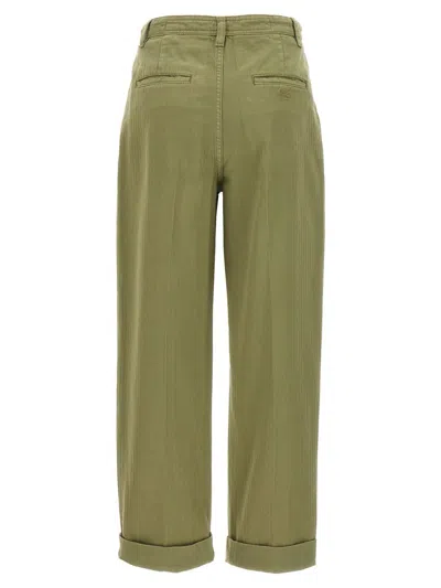 Etro Wide Leg Belted Trousers With Back Pockets In Green