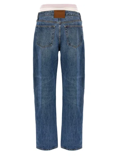 Alexander Wang Slit Hem Prestyle Hotfix Mesh Undie Jeans Light Blue In Blue