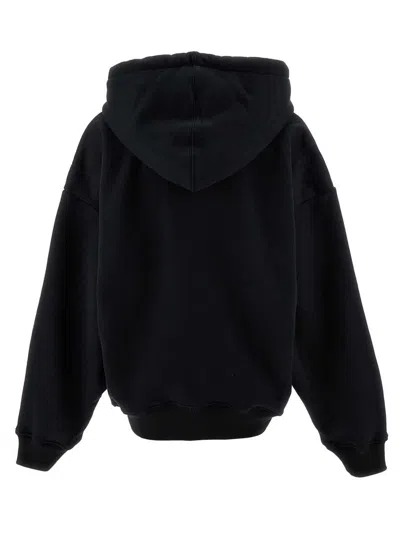 Off-white Stamped Drawstring Hoodie With Kangaroo Pocket In Black