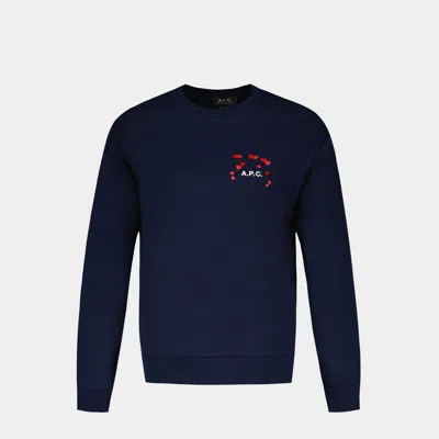 Apc Navy Hearts Sweatshirt In Blue