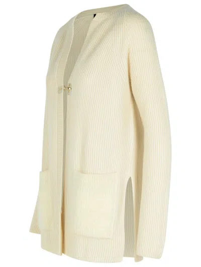 Fay Cream Wool Blend Cardigan In Beige