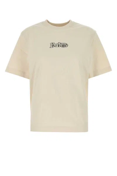 Burberry Crew Neck Cotton T-shirt In Beige O Tan