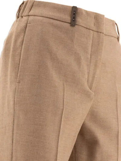 Peserico Wool Trousers With Punto Luce In Beige