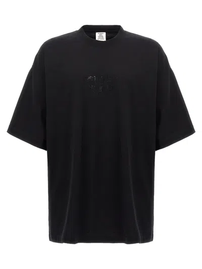 Vetements Oversized Crew Neck Embellished Text T-shirt In Black