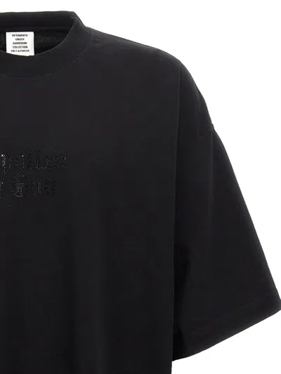 Vetements Oversized Crew Neck Embellished Text T-shirt In Black
