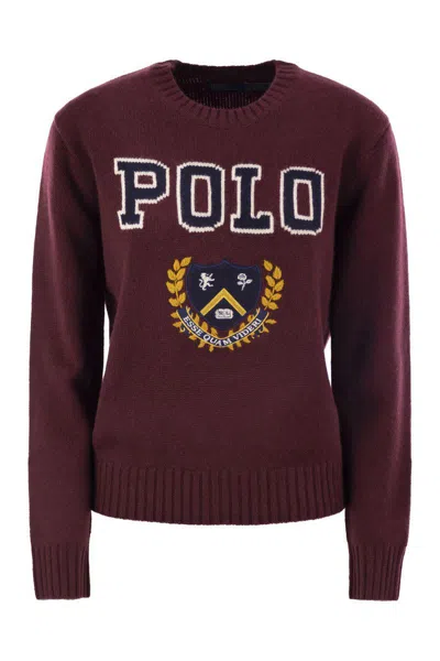 Polo Ralph Lauren Fitted Rugby-inspired Pullover With Embroidered Crest In Red
