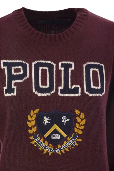 Polo Ralph Lauren Fitted Rugby-inspired Pullover With Embroidered Crest In Red