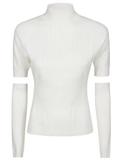 Hinnominate Ribbed Mock-neck Sweater In White