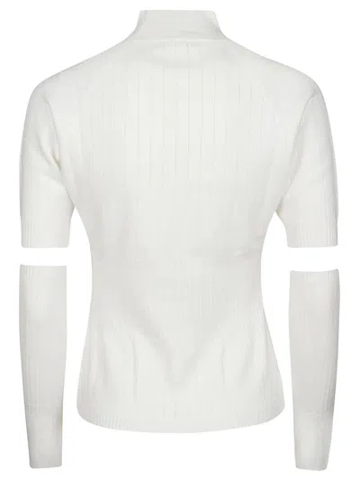 Hinnominate Ribbed Mock-neck Sweater In White
