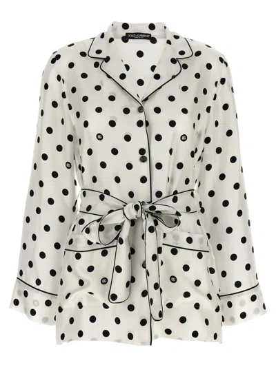 Dolce & Gabbana Polka-dot Long-sleeved Pajama Shirt In Multicolor