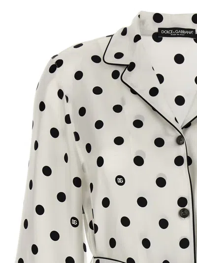Dolce & Gabbana Polka-dot Long-sleeved Pajama Shirt In Multicolor