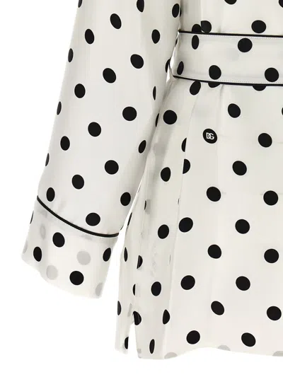 Dolce & Gabbana Polka-dot Long-sleeved Pajama Shirt In Multicolor