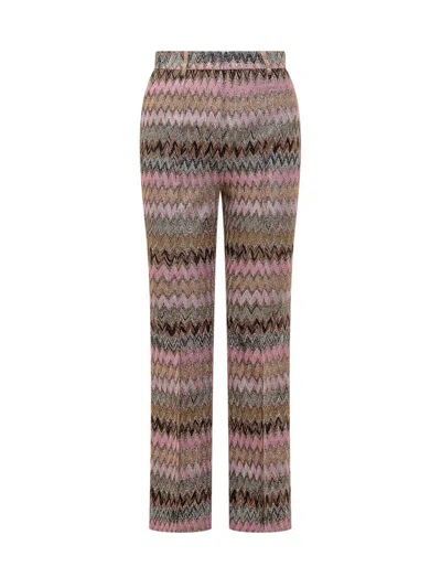Shop Missoni Pants With Zig Zag Pattern In Multicolor