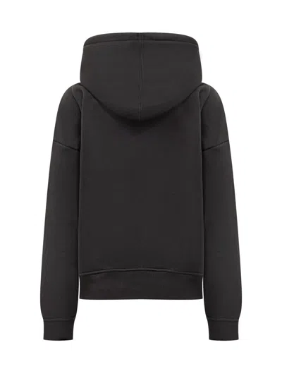 Off-white Hooded Cotton Sweatshirt Kangaroo Pocket In Black